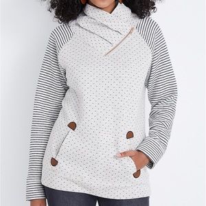 MAURICES • Womens Oatmeal Stripe Cowl Neck Sweatshirt • S